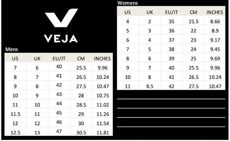 veja shoes size chart|best size for veja sneakers.